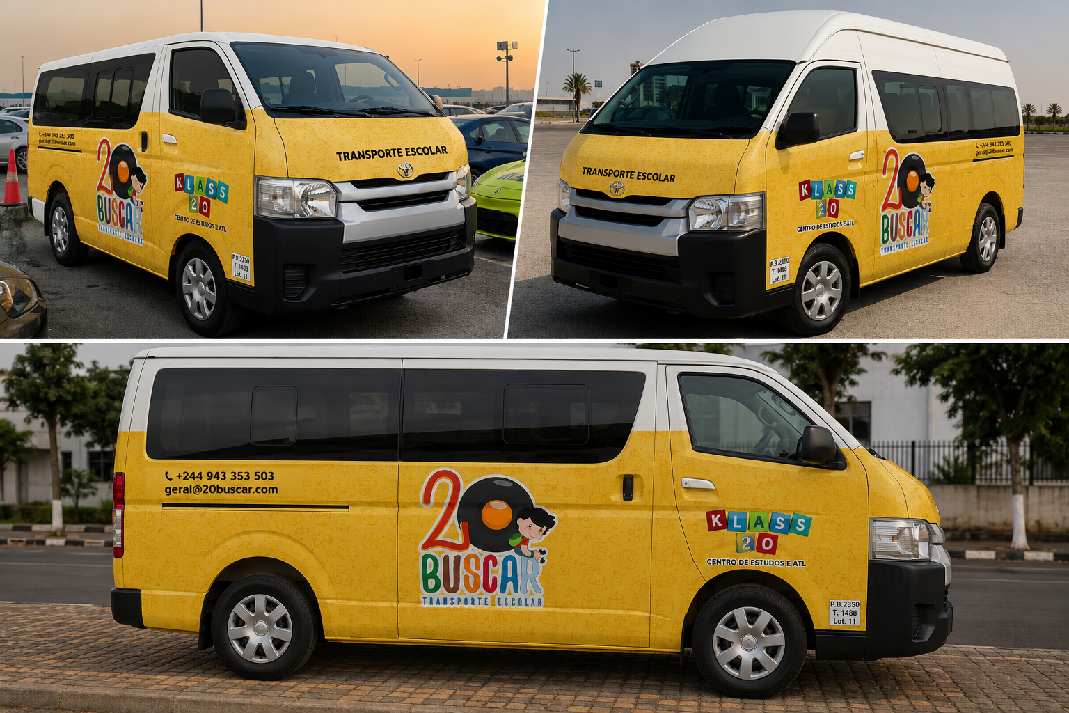 Carrinha 20Buscar — vistas detalhadas da frota de transporte escolar premium